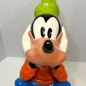 Vintage Disney  3D Treasure Craft Thinking GOOFY Ceramic Cookie Jar Mexico
